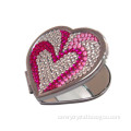 crystal rhinestone heart shaped pocket mirror